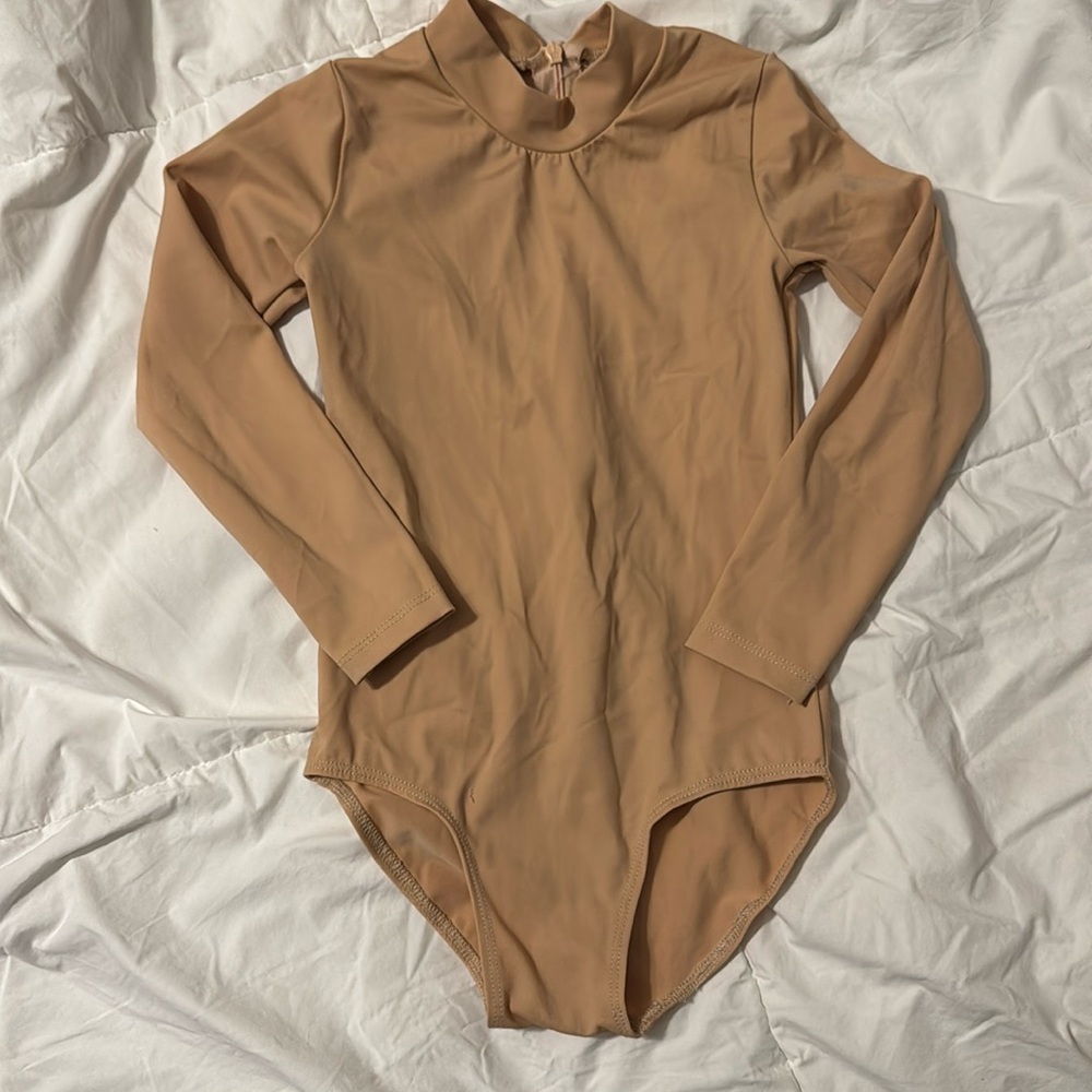 Simple Folk Nude Mock Neck One Piece Bathing Suit